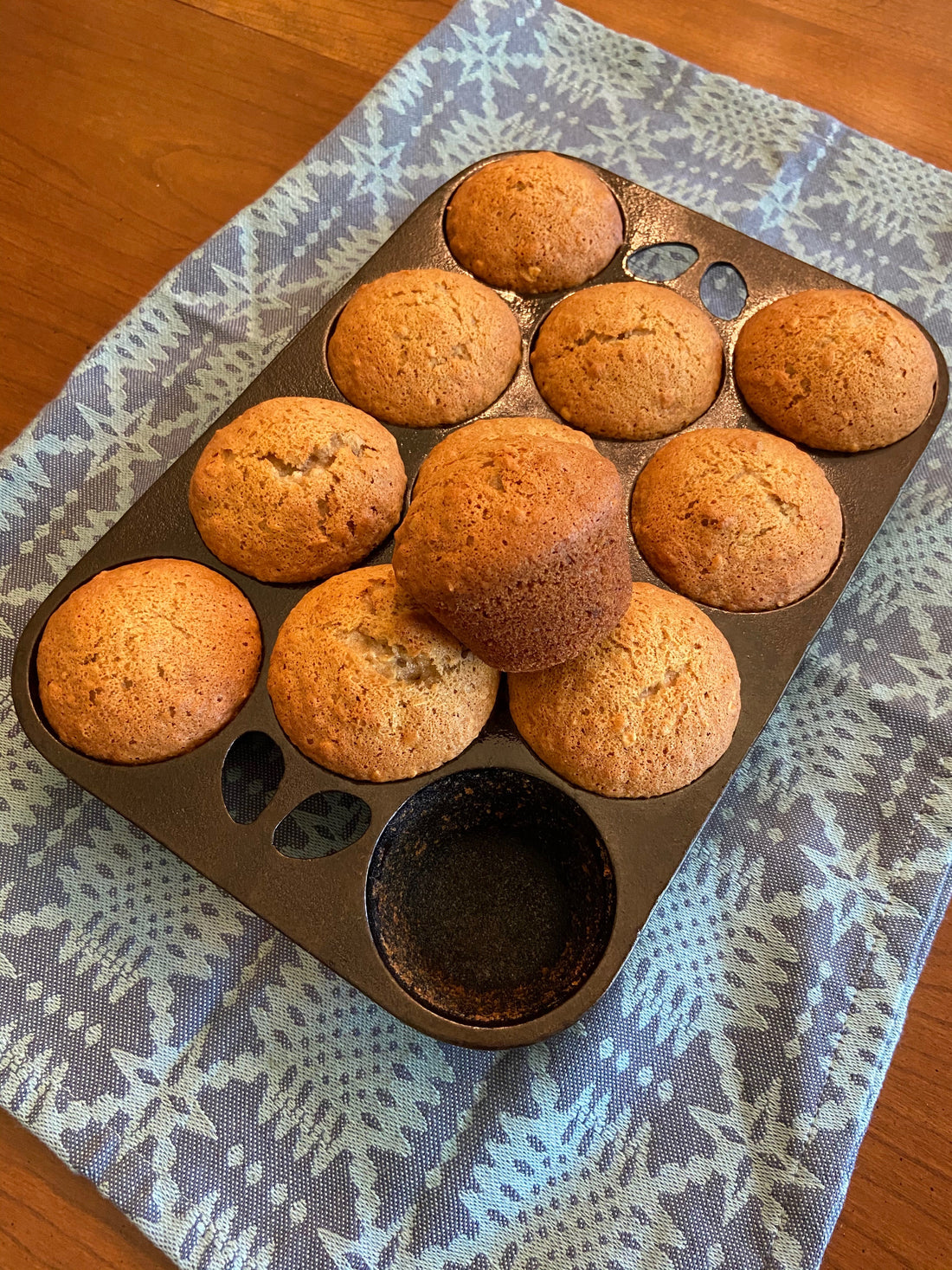 Banana nut muffins in cast iron pan including recipe by Crisbee