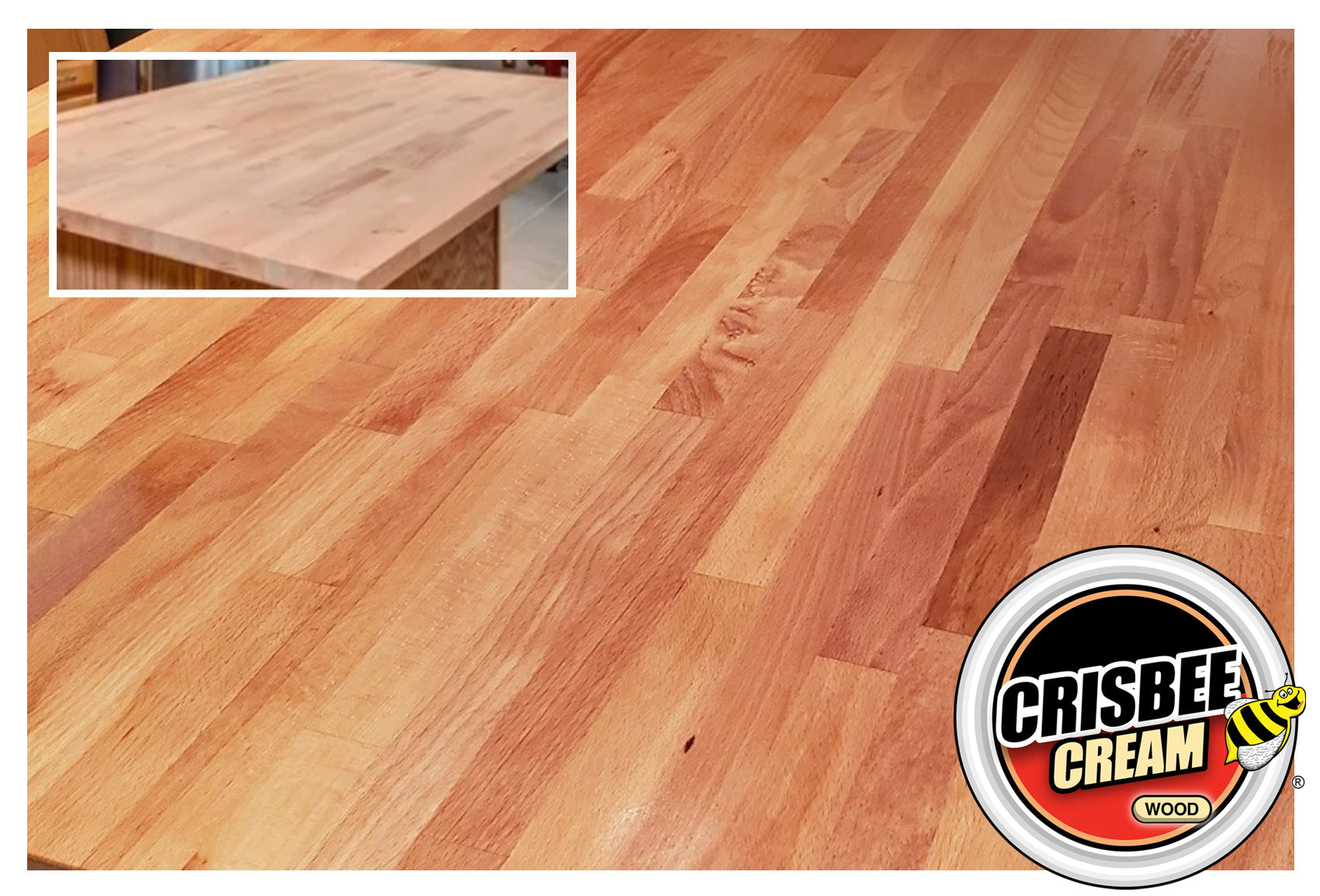 Crisbee Cream Wood on wooden countertop