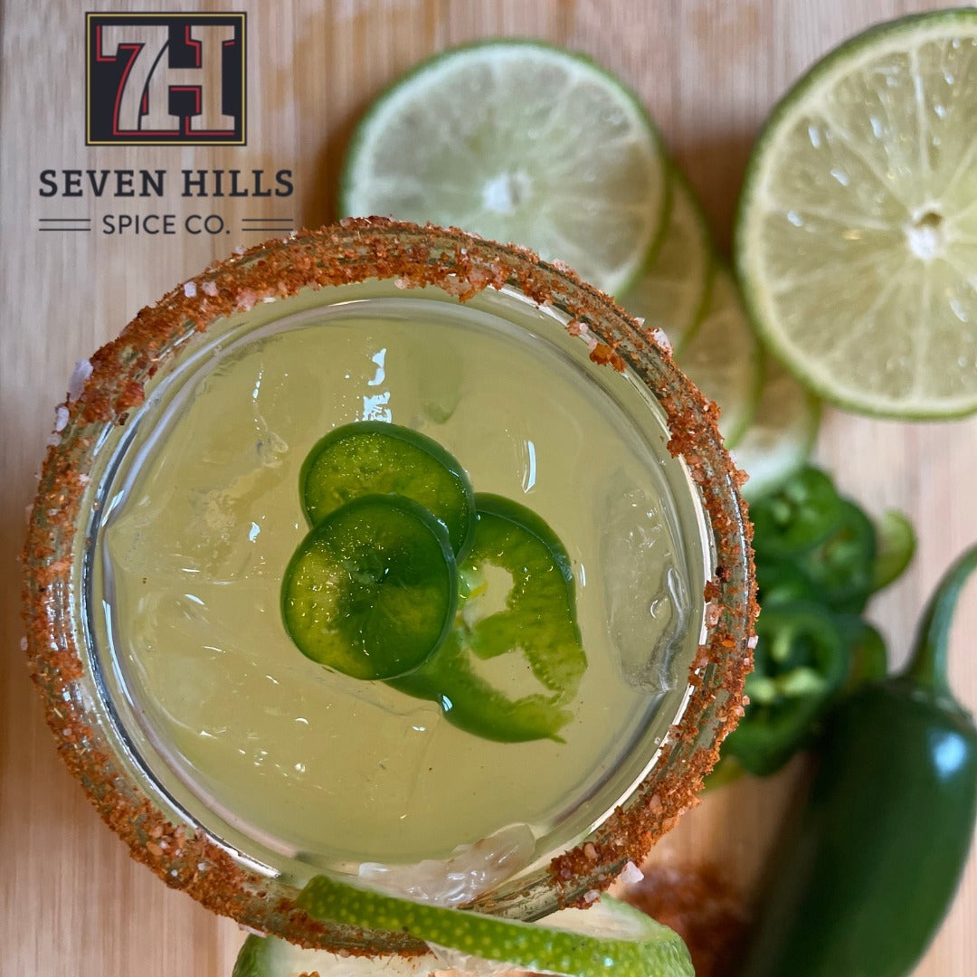 Spicy margarita topped with seven hills